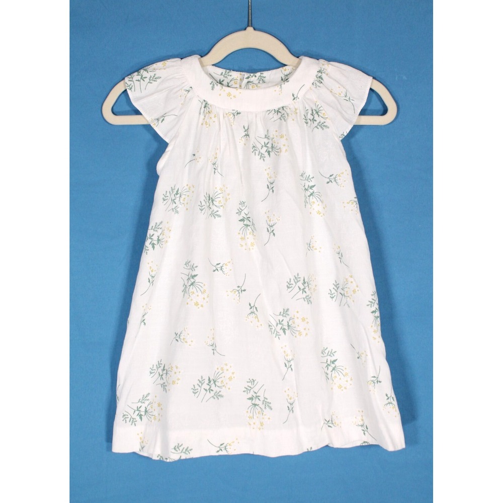 EDGEHILL COLLECTION White TWILL Button-Up Back FLUTTER SLEEVES Bishop Dress 18M
